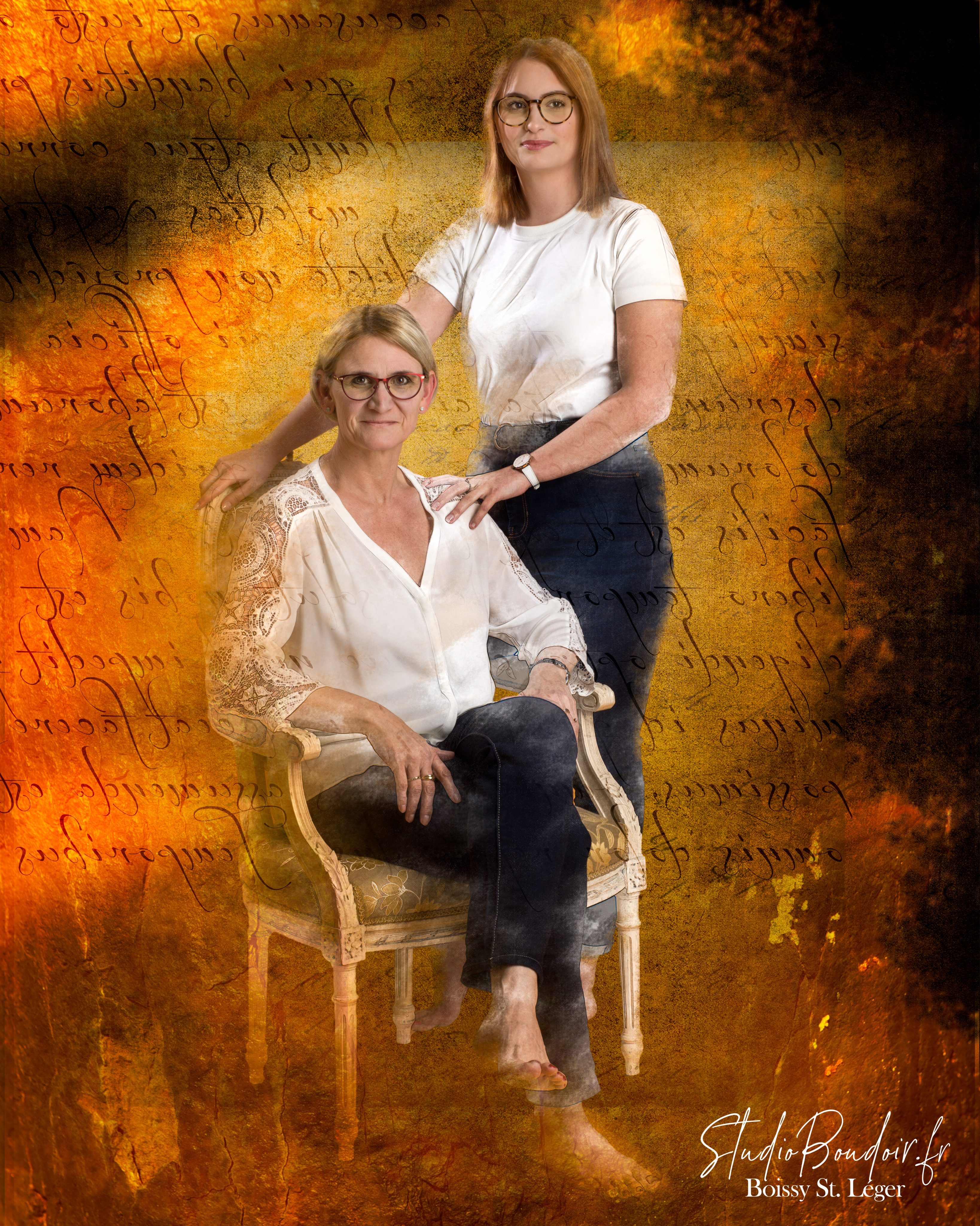 Un tableau d'après votre shooting Portrait Mère-Fille en studio avec création d'art