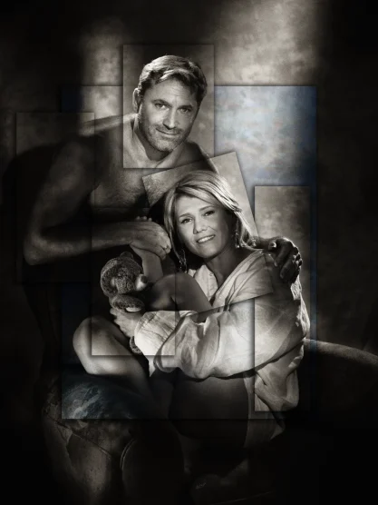 Tableau Photo d'une couple d'après un shooting Noir et Blanc version cinéma au Studio Boudoir